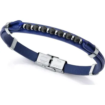 Náramek Viceroy Pánský náramek z hladké modré kůže s korálky Magnum 15169P01013 + 2 měsíce na vrácení zboží