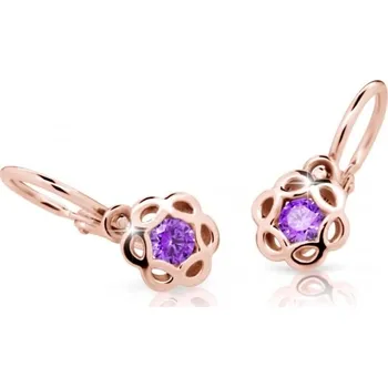 Náušnice Cutie Jewellery Dětské náušnice z růžového zlata C2179-10-X-4 fialová + 2 měsíce na vrácení zboží