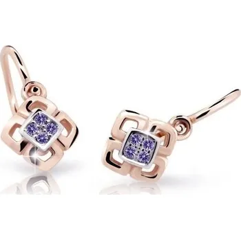 Náušnice Cutie Jewellery Dětské bicolor náušnice z růžového zlata C2240-10-X-4 fialová + 2 měsíce na vrácení zboží