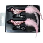 Skleněný ptáček na stromeček růžový 2 ks