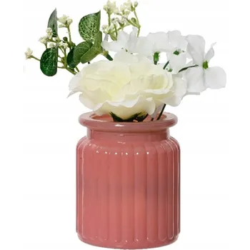 umělá květina Umělé ozdobné růže ve skleněné váze 1 ks 18x7,5 cm