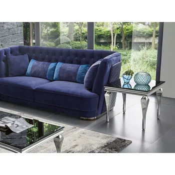 Konferenční stolek Elegantní černý stolek se skleněnou deskou 60x55 cm D951