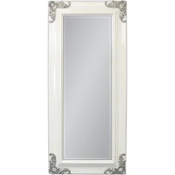 Zrcadlo Bílé zrcadlo s ozdobným dřevěným rámem 80x180 cm 2967