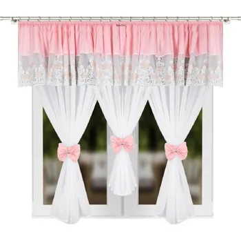 Záclona Fliying Dekorační sada Laura růžová/bílá 300/400x150 cm Rozměry: 300x150 cm