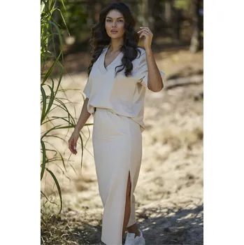 Dámská souprava s tužkovou sukní NU468 Barva: Béžová, Velikost: L