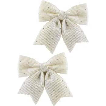 Vánoce Sada 2 ks vánočních dekorativních mašlí Santa Lila 13,5x14,5 cm bílá