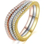 MOISS Elegantní tricolor sada stříbrných prstenů se zirkony R00020 52 mm + 2 měsíce na vrácení zboží