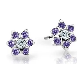 Náušnice Cutie Jewellery Půvabné dětské náušnice z bílého zlata C2152-30-X-2 fialová + 2 měsíce na vrácení zboží