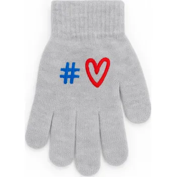 Rukavice xcena Strečové rukavice šedé se srdíčkem Velikost: uni