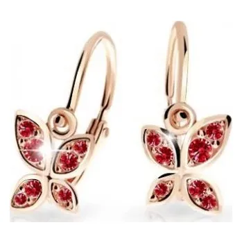 Náušnice Cutie Jewellery Dětské náušnice z růžového zlata Motýlci C2259-10-X-4 červená + 2 měsíce na vrácení zboží