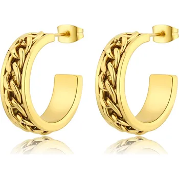 Módní doplněk S'Agapõ Stylové pozlacené kruhové náušnice Chunky SHK42 + 2 měsíce na vrácení zboží
