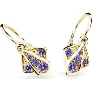 Náušnice Cutie Jewellery Dětské náušnice ze žlutého zlata C2241-10-X-1 fialová + 2 měsíce na vrácení zboží