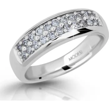 Módní doplněk Modesi Třpytivý stříbrný prsten se zirkony M11083 58 mm + 2 měsíce na vrácení zboží