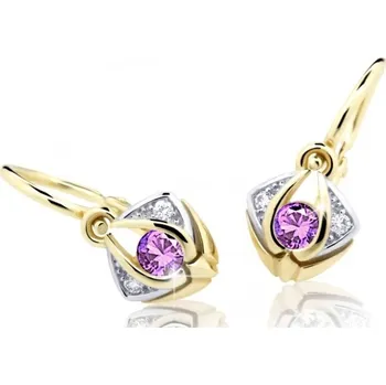 Náušnice Cutie Jewellery Krásné dětské náušnice ze žlutého zlata C2217-10-X-1 fialová + 2 měsíce na vrácení zboží