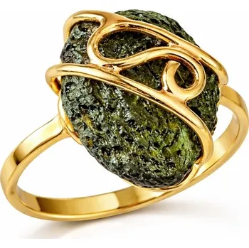 Prsten Vltavín Moldavite Zlatý prsten s vltavínem P27 0015