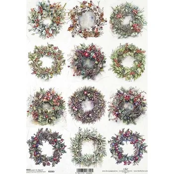 Umělecký papír Rýžový papír na decoupage ITD - Věnce podzimní - R2283