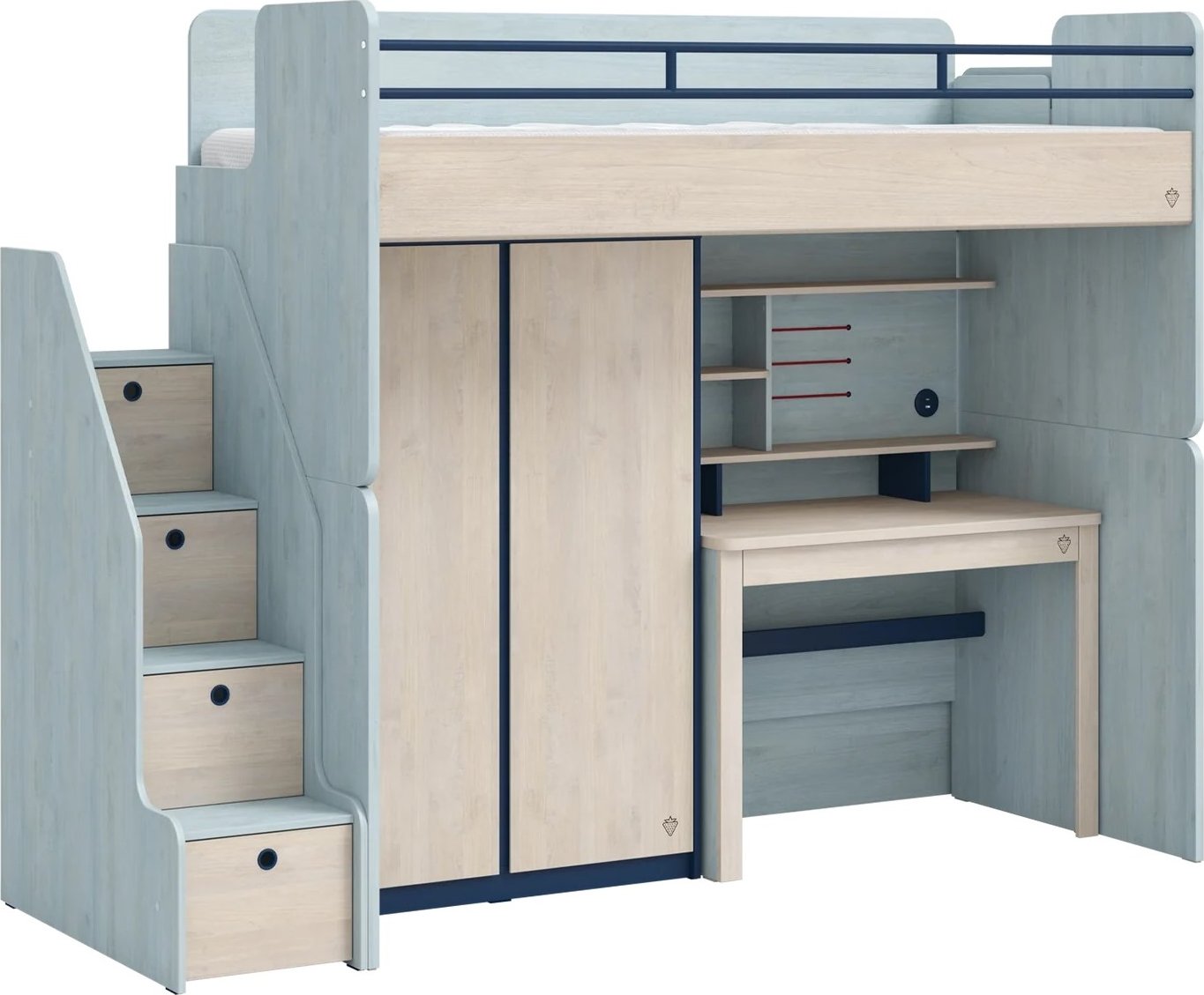 Čilek Zvýšená postel 90x200 cm se schody SET Trio Studio