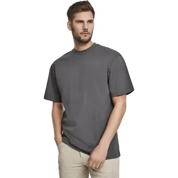Pánské tričko Prodloužené bavlněné rovné pánské triko Urban Classics 180 g/m Barva: šedá tmavá, Velikost: 4XL