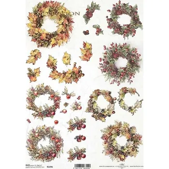 Umělecký papír Rýžový papír na decoupage ITD - Věnce podzimní - R2296