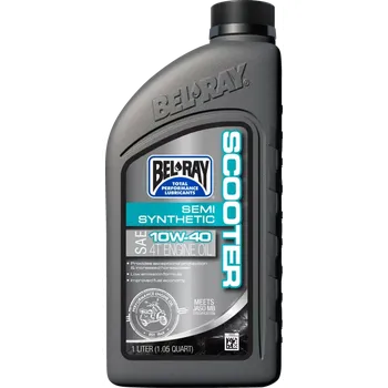 Motorový olej Polosyntetický motorový olej pro čtyřtaktní motory a hnací ústrojí skútrů s malým zdvihovým objemem BEL RAY SYNTHETIC SCOOTER 10W40 balení 1 litr (pro použití ve všech čtyřtaktních skútrech nebo motocyklech s motorem pouze s olejovou vanou nebo suchou)