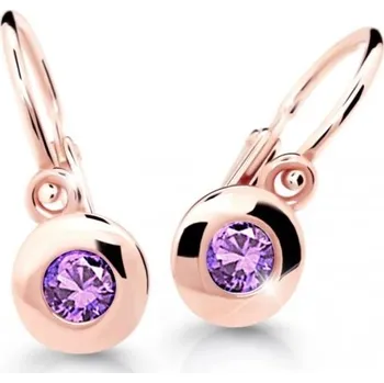 Náušnice Cutie Jewellery Dětské náušnice z růžového zlata C2589-10-X-4 fialová + 2 měsíce na vrácení zboží