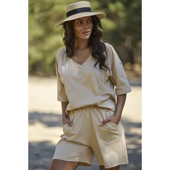 Tepláková souprava s krátkým rukávem a šortkami NU463 Barva: Světle Hnědá, Velikost: XL