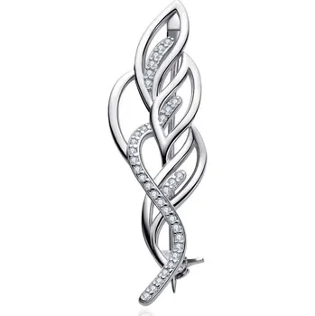 Brož MOISS Luxusní stříbrná brož s čirými zirkony O0000014 + 2 měsíce na vrácení zboží