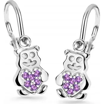Náušnice Cutie Jewellery Dětské náušnice z bílého zlata Medvídci C2751-10-X-2 fialová + 2 měsíce na vrácení zboží