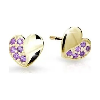 Náušnice Cutie Jewellery Dětské náušnice ze žlutého zlata C2160-30-X-1 fialová + 2 měsíce na vrácení zboží