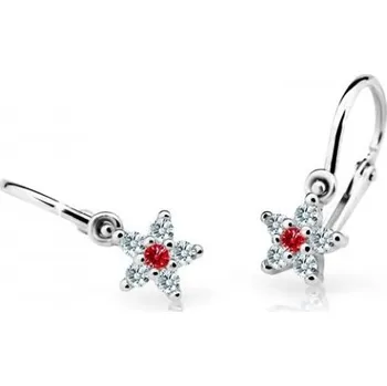 Náušnice Cutie Jewellery Třpytivé dětské náušnice z bílého zlata C2118-10-X-2 červená + 2 měsíce na vrácení zboží