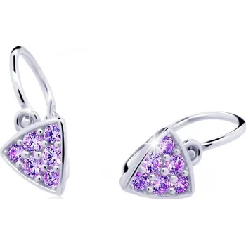 Náušnice Cutie Jewellery Třpytivé dětské náušnice z bílého zlata C2207-10-X-2 fialová + 2 měsíce na vrácení zboží
