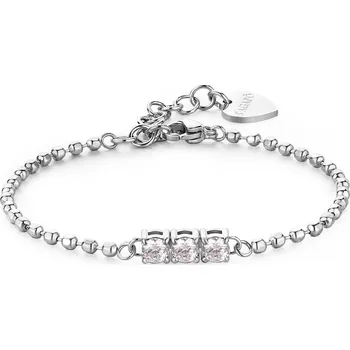 Náramek S'Agapõ Ocelový kuličkový náramek s čirými zirkony Dazzly SDZ23 + 2 měsíce na vrácení zboží