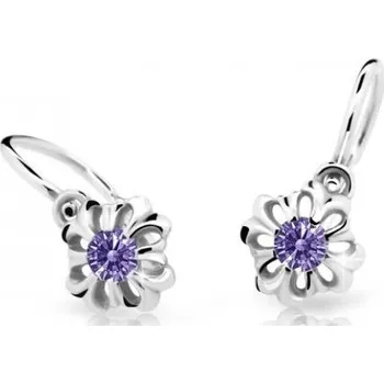 Náušnice Cutie Jewellery Něžné dětské náušnice z bílého zlata C2208-10-X-2 fialová + 2 měsíce na vrácení zboží