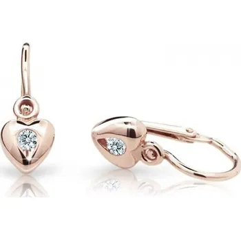 Náušnice Cutie Diamonds Srdíčkové dětské náušnice z růžového zlata s brilianty DC1556-10-00-X-4 + 2 měsíce na vrácení zboží
