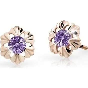 Náušnice Cutie Jewellery Dětské náušnice z růžového zlata C2213-30-X-4 fialová + 2 měsíce na vrácení zboží