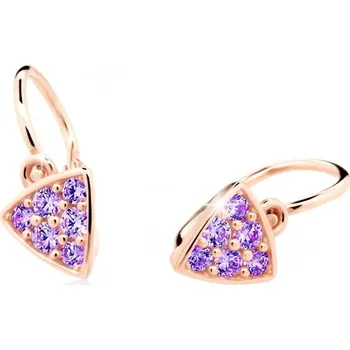 Náušnice Cutie Jewellery Třpytivé dětské náušnice z růžového zlata C2207-10-X-4 fialová + 2 měsíce na vrácení zboží