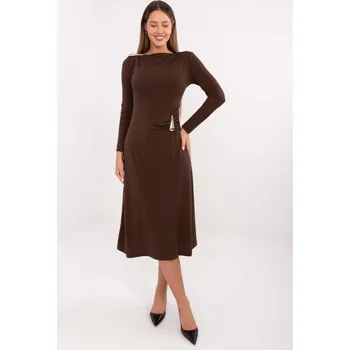 Dámské šaty Elegantní šaty se sponami Italy Fashion hnědé EU velikost: Univerzální