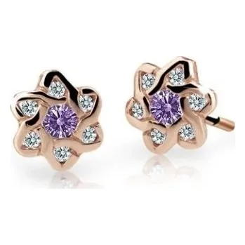 Náušnice Cutie Jewellery Dětské náušnice z růžového zlata C2149-30-X-4 fialová + 2 měsíce na vrácení zboží