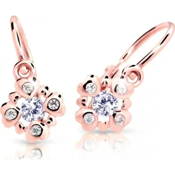 Náušnice Cutie Jewellery Třpytivé dětské náušnice z růžového zlata C2253-10-X-4 bílá + 2 měsíce na vrácení zboží