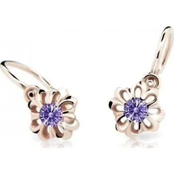 Náušnice Cutie Jewellery Něžné dětské náušnice z růžového zlata C2208-10-X-4 fialová + 2 měsíce na vrácení zboží