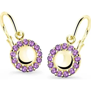 Náušnice Cutie Jewellery Zlaté dětské náušnice C2750-10-X-1 fialová + 2 měsíce na vrácení zboží