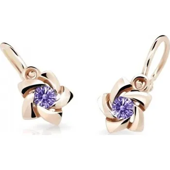 Náušnice Cutie Jewellery Dětské náušnice z růžového zlata C2201-10-X-4 fialová + 2 měsíce na vrácení zboží