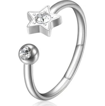 Módní doplněk S'Agapõ Blyštivý ocelový prsten Hvězda s krystalem Click SCK89 + 2 měsíce na vrácení zboží