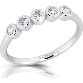 Prsten Modesi Blyštivý stříbrný prsten se zirkony M01016 60 mm + 2 měsíce na vrácení zboží