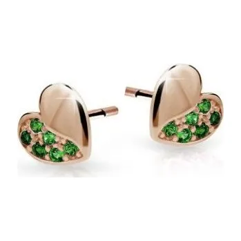 Náušnice Cutie Jewellery Dětské náušnice z růžového zlata C2160-30-X-4 zelená + 2 měsíce na vrácení zboží