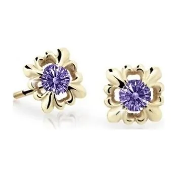 Náušnice Cutie Jewellery Roztomilé dětské náušnice ze žlutého zlata C2212-30-X-1 fialová + 2 měsíce na vrácení zboží