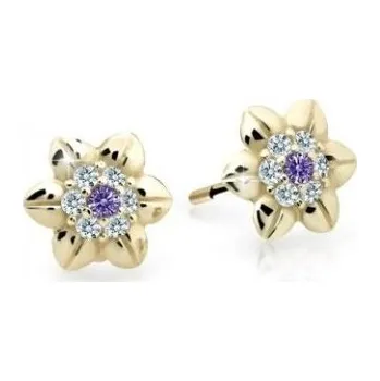 Náušnice Cutie Jewellery Krásné dětské náušnice ze žlutého zlata C2202-30-X-1 fialová + 2 měsíce na vrácení zboží
