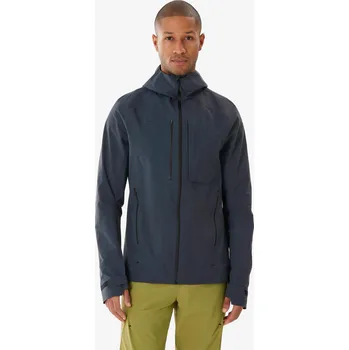 Pánská vesta QUECHUA Pánská turistická nepromokavá bunda MH 900 3XL ČERNÁ|ŠEDÁ