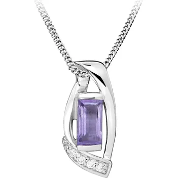 Módní doplněk Silver Cat Stříbrný náhrdelník se syntetickým ametystem SC471 (řetízek, přívěsek) + 2 měsíce na vrácení zboží