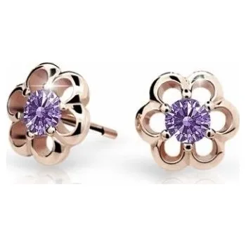 Náušnice Cutie Jewellery Dětské náušnice z růžového zlata C1947-30-X-4 fialová + 2 měsíce na vrácení zboží